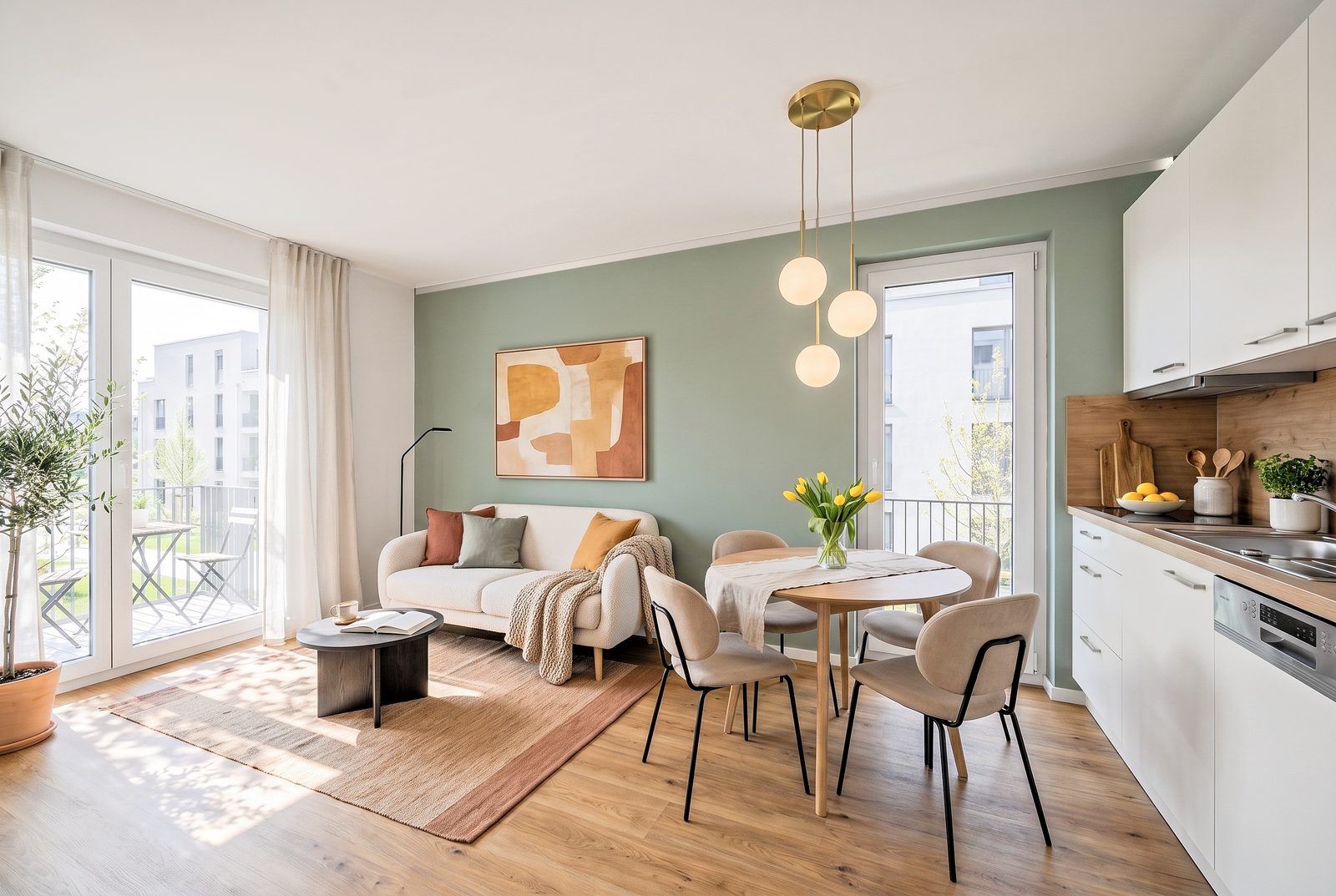 Wohnzimmer einer 2-Zimmer-Wohnung